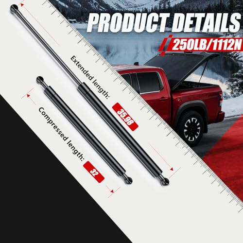 Vepagoo 36in 250Lb1112N Heavy Duty Lift Support Gas Shock Strut Spring for Truck Bed Tonneau Cover Trailer Cap Camper Shell Topper RV Outside Kitchen Door Bed ST360M250 Set of 2 - Image 3