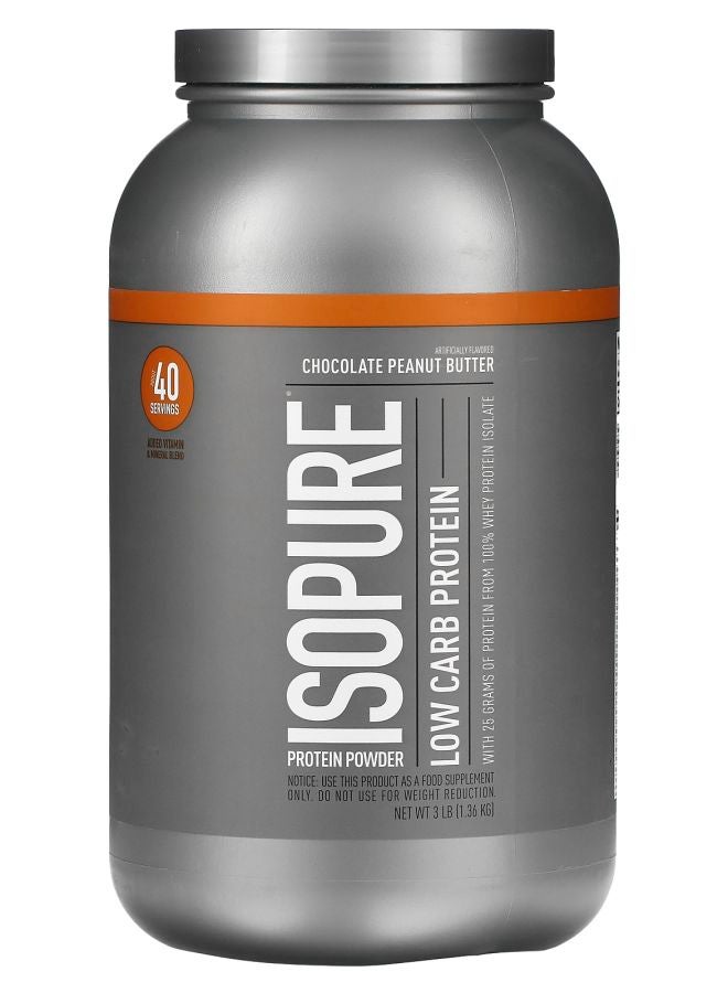 Isopure مسحوق بروتين منخفض الكربوهيدرات بنكهة الشوكولاتة وزبدة الفول السوداني 3 رطل (1.36 كجم) - Image 1