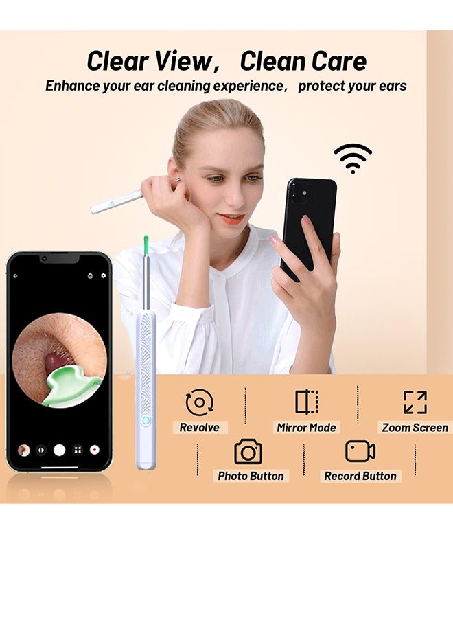 LCAREMOM Ear Wax Removal for Kids and Adult, Wi-Fi Visible Ear Cleaner Kit with 12 Ear Pickers and Storage Case, Wireless Ear Wax Remove Tool Kit with 1080 HD Camera, Rechargeable Earwax Remover with 6 Ear Scoops (White) - Image 5