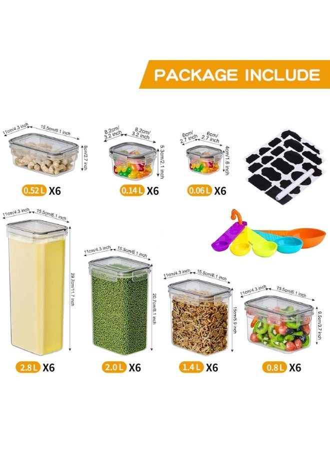 مجموعة حاويات طعام محكمة 42 قطعة، منظم مطبخ شفاف خالٍ من مادة BPA، لتخزين الحبوب والدقيق والسكر - Image 2