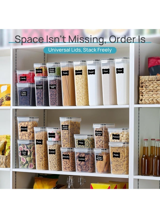 مجموعة حاويات طعام محكمة 42 قطعة، منظم مطبخ شفاف خالٍ من مادة BPA، لتخزين الحبوب والدقيق والسكر - Image 3