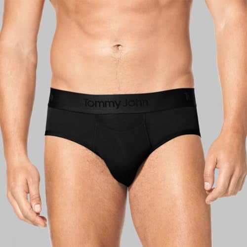Tommy John Men's Second Skin Briefs, Lightweight No Ride-Up Comfortable Breathable Mens Underwear, Soft Moisture Wicking Tagless, Stretch Low Rise Men's Boxer Briefs, Black, XX-Large - Image 2