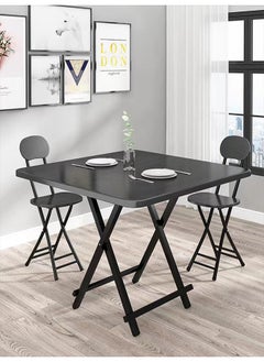 Portable Folding Table Kitchen Dining Table Camping Table Wooden Square Black Dining Table 80*80cm