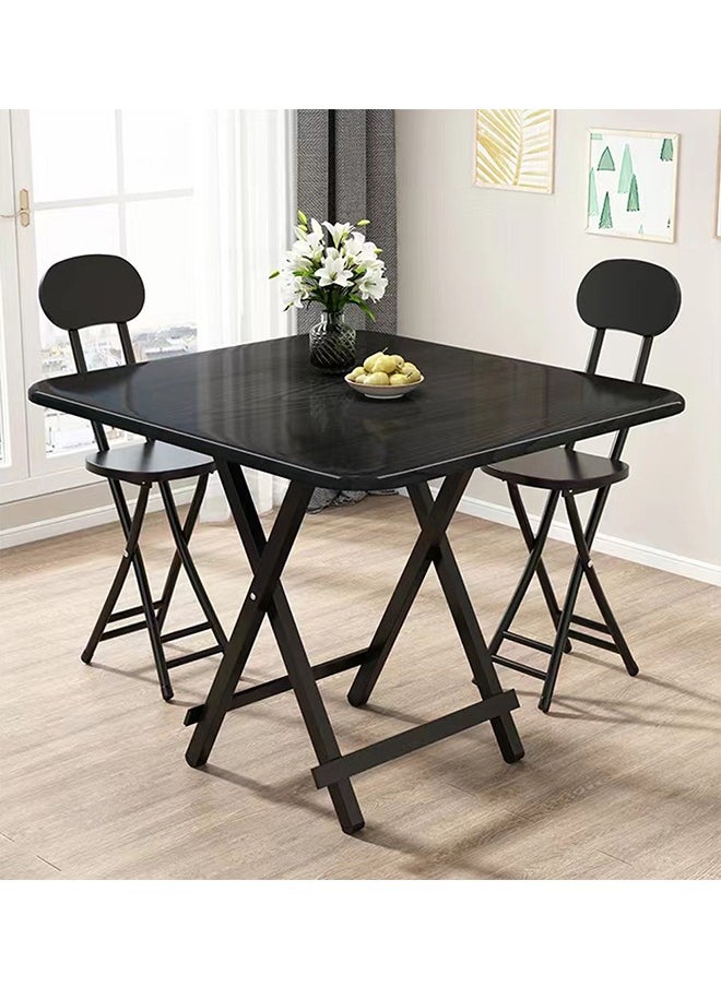 CityRiya-Long - Portable Folding Table Kitchen Dining Table Camping Table Wooden Square Black Dining Table 80*80cm - Image 1