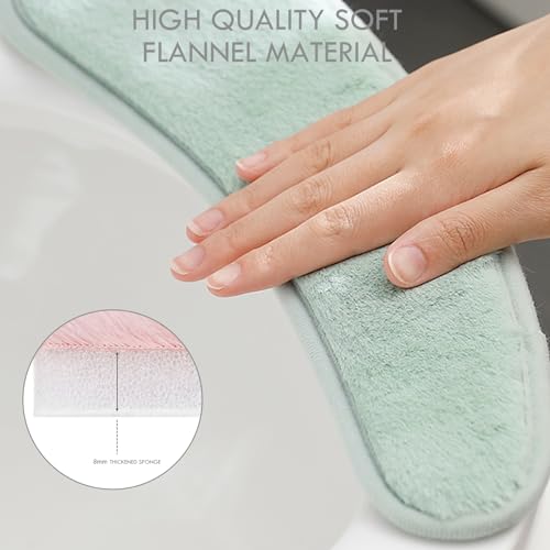 Iensen Thick and Warm Toilet Seat Cushion Cover - with Sticky Toilet Seat Cushion - Washable and Reusable Mat for Winter - Double Flap Separation, TPR Back Adhesive, Soft and Protective (Green) - Image 3