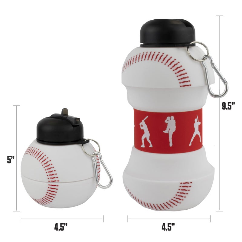 Maccabi Art Clip-On Collapsible 1 Liter  34 oz. size BPA-Free Silicone Baseball Large Water Bottle for Kids - Image 2