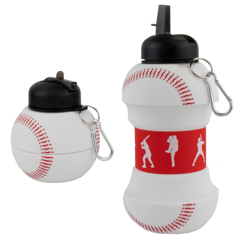 Maccabi Art Clip-On Collapsible 1 Liter  34 oz. size BPA-Free Silicone Baseball Large Water Bottle for Kids - Image 1