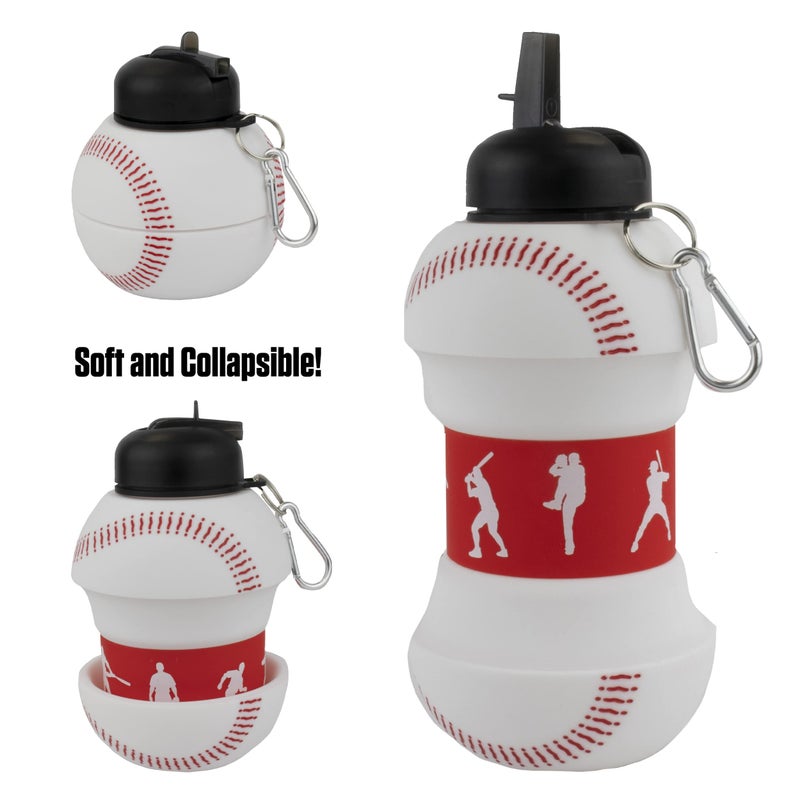 Maccabi Art Clip-On Collapsible 1 Liter  34 oz. size BPA-Free Silicone Baseball Large Water Bottle for Kids - Image 5