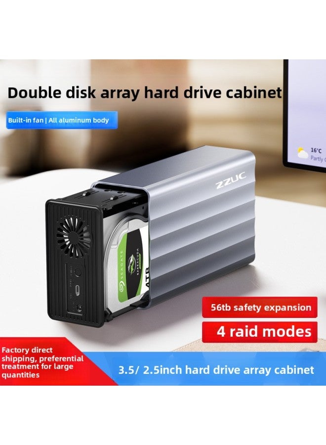 Hard Disk Array Enclosure 3.5/2.5 Inch RAID Multi-Disk External Solid State Mechanical Base Array Cabinet-Color:T66 [2 Discs - No Raid] 2.5/ 3.5inch * Supports 48tb - Image 2