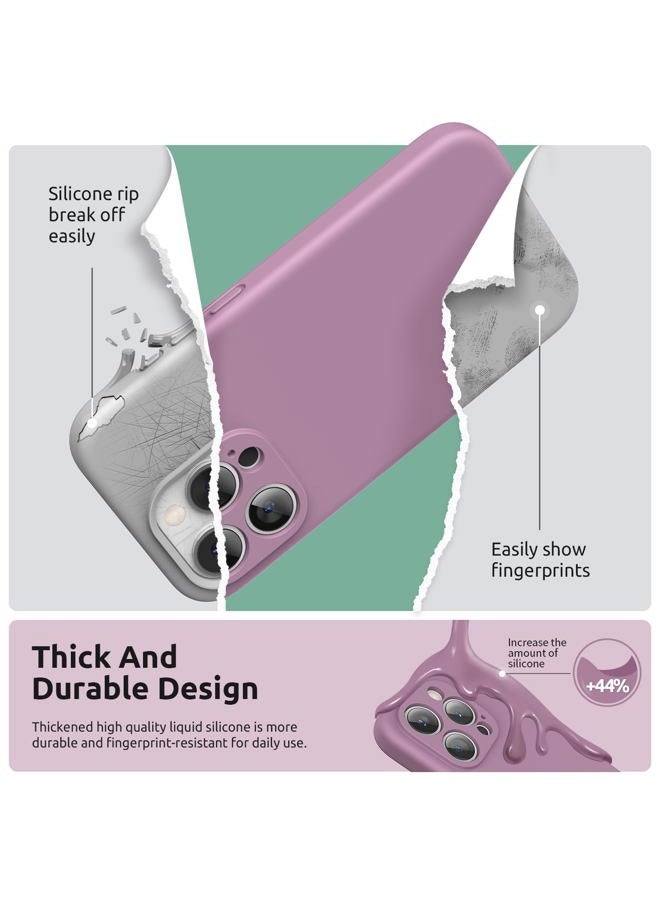 SURPHY Silicone for iPhone 15 Pro Case with Screen Protector and Lanyard, [Camera Protection] [Soft Microfiber Lining] Phone Strap and Shockproof Phone Cover 6.1 inch 2023, Lilac Purple - Image 5