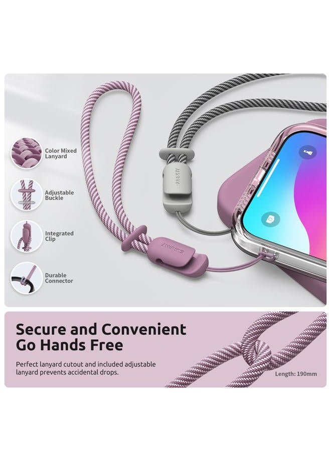 SURPHY Silicone for iPhone 15 Pro Case with Screen Protector and Lanyard, [Camera Protection] [Soft Microfiber Lining] Phone Strap and Shockproof Phone Cover 6.1 inch 2023, Lilac Purple - Image 4