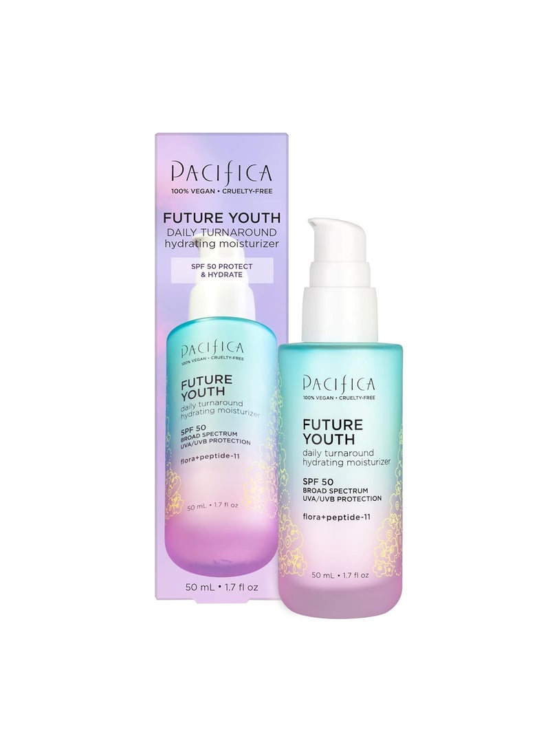 Pacifica Pacifica Peptide Face Moisturizer Future Youth Daily Turnaround SPF 50 Moisturizer  Repairs Dry Skin  Clinically Proven to Moisturize Hydrate Smooth  Boost Radiance Hydrate Dermatologist Tested 