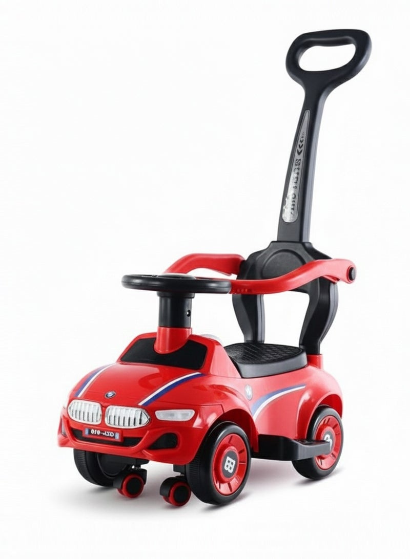 MG 2-in-1 Toddler Ride On Push Car with lights and music and Parent Handle Steering Control and Comfortable anti-skid Seat, Red - Image 1