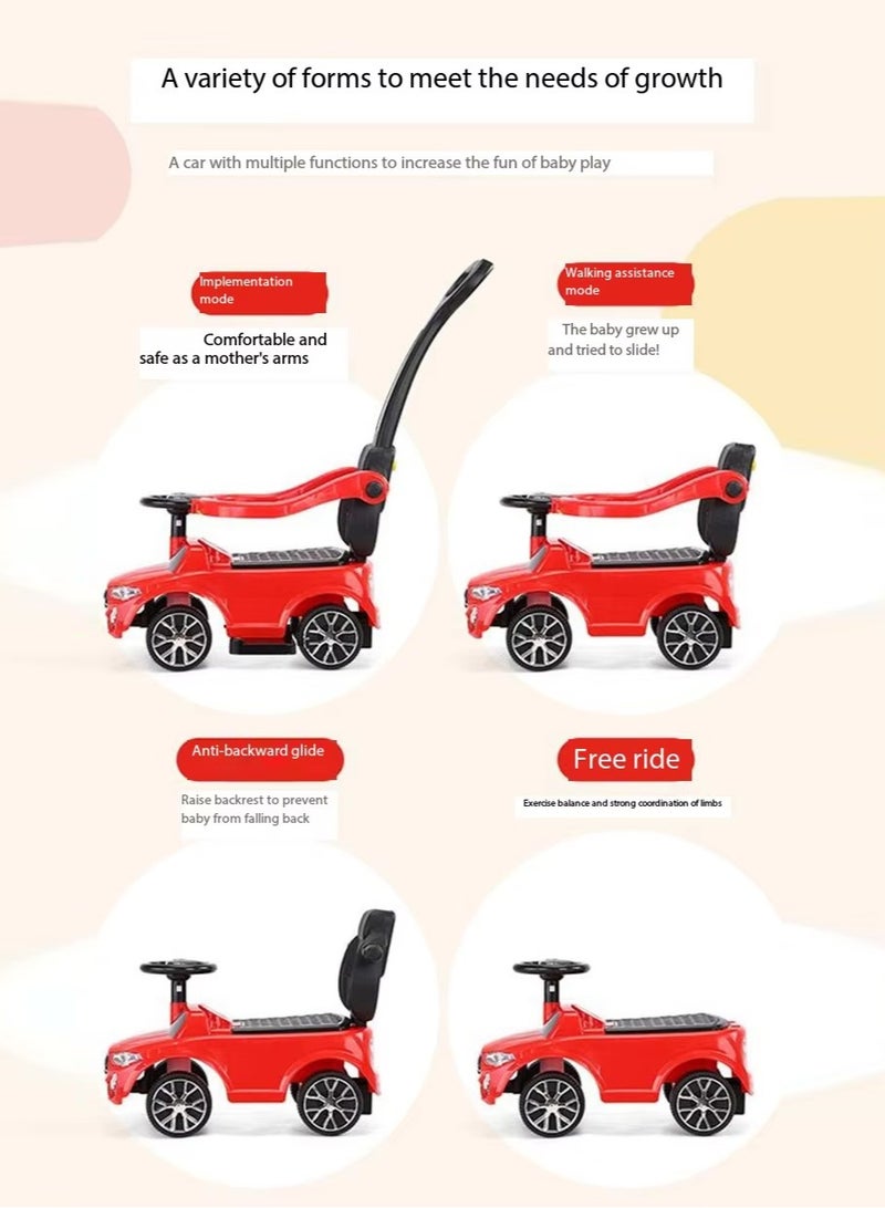 MG 2-in-1 Toddler Ride On Push Car with lights and music and Parent Handle Steering Control and Comfortable anti-skid Seat, Red - Image 4