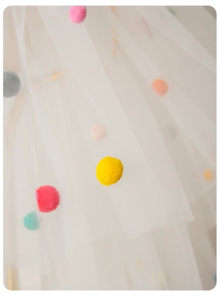 ZUOYOUTU Wedding Bridal Veil - Puffed Double Layer Tulle, Cute and Playful，Colorful Ball - Image 5