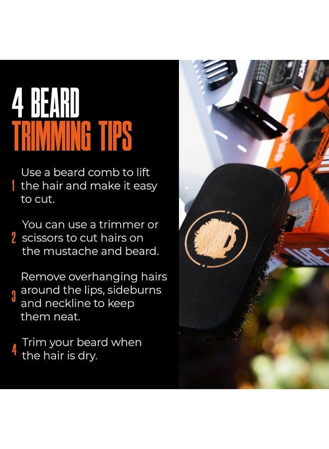 وايلد ويليس مجموعة العناية باللحية الاحترافية، مجموعة هدايا مكونة من 5 قطع - تتضمن مشطًا وفرشاة بشعيرات الخنزير وشفرة حلاقة آمنة و5 شفرات حلاقة قابلة لإعادة التعبئة ومقصات العناية - مجموعة لحية للرجال للاستخدام اليومي - Image 5