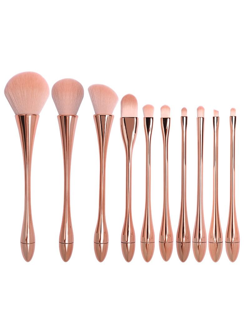 Rose Gold 10 Piece Slim Waist Makeup Brush Set with New Color Box - Image 1