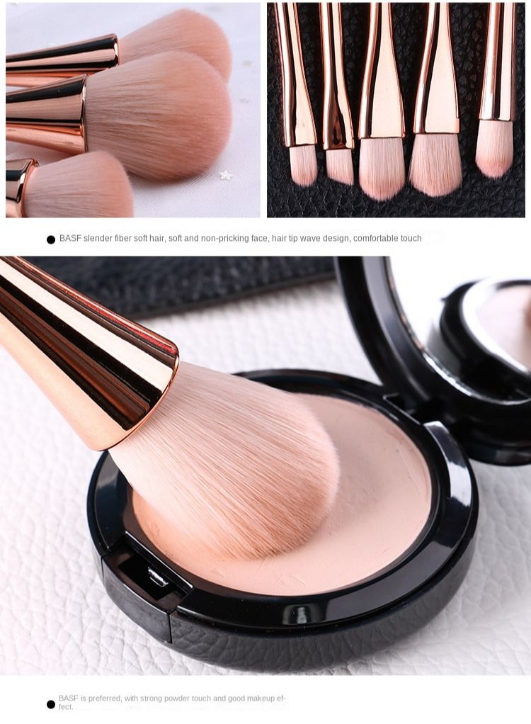 Rose Gold 10 Piece Slim Waist Makeup Brush Set with New Color Box - Image 4