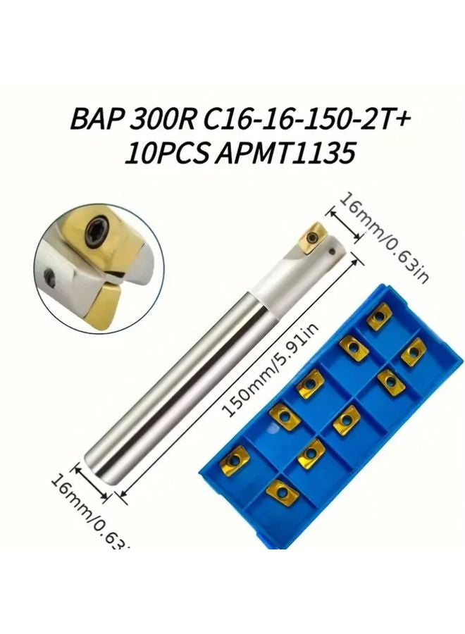 BAP 300R C16 Milling Cutter Holder Kit With 10PCS APMT1135 Carbide Inserts CNC - Image 1