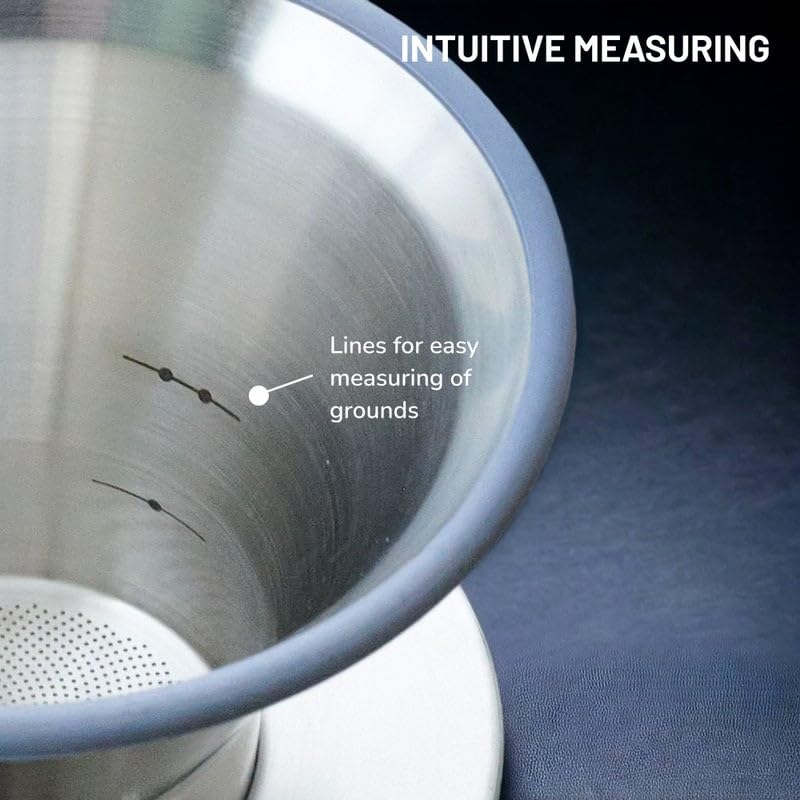 ESPRO - BLOOM Pour Over Coffee Brewer Set - Durable Thermal Brushed Stainless Steel Sleeve, Dual Filter Mode with Patented Micro-Filter and 10 Paper Filters, Makes Coffee in 2 Mins - Image 4