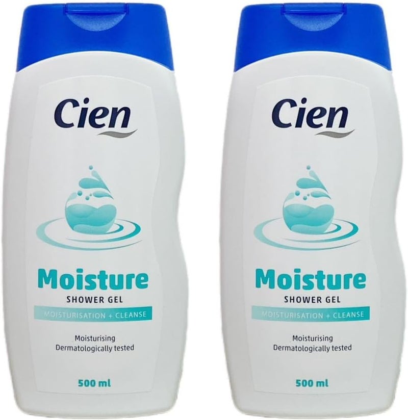 2x Cien Lidl Moisture Shower Gel Moisturisation Cleanse Dermatologically Tested 500mL Each TWIN PACK