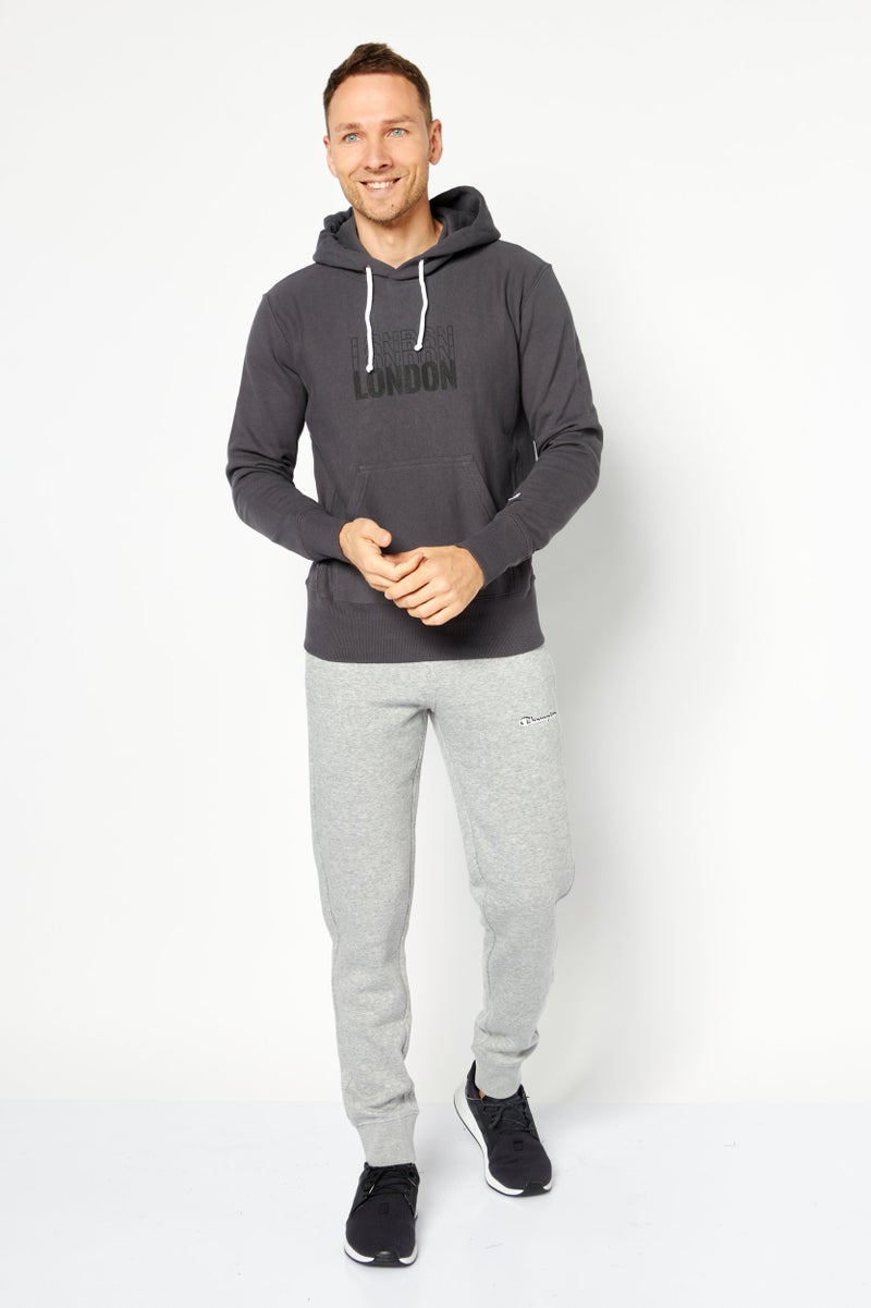 Champion هودي تدريب بأكمام طويلة للرجال، رياضي، رمادي - Image 1