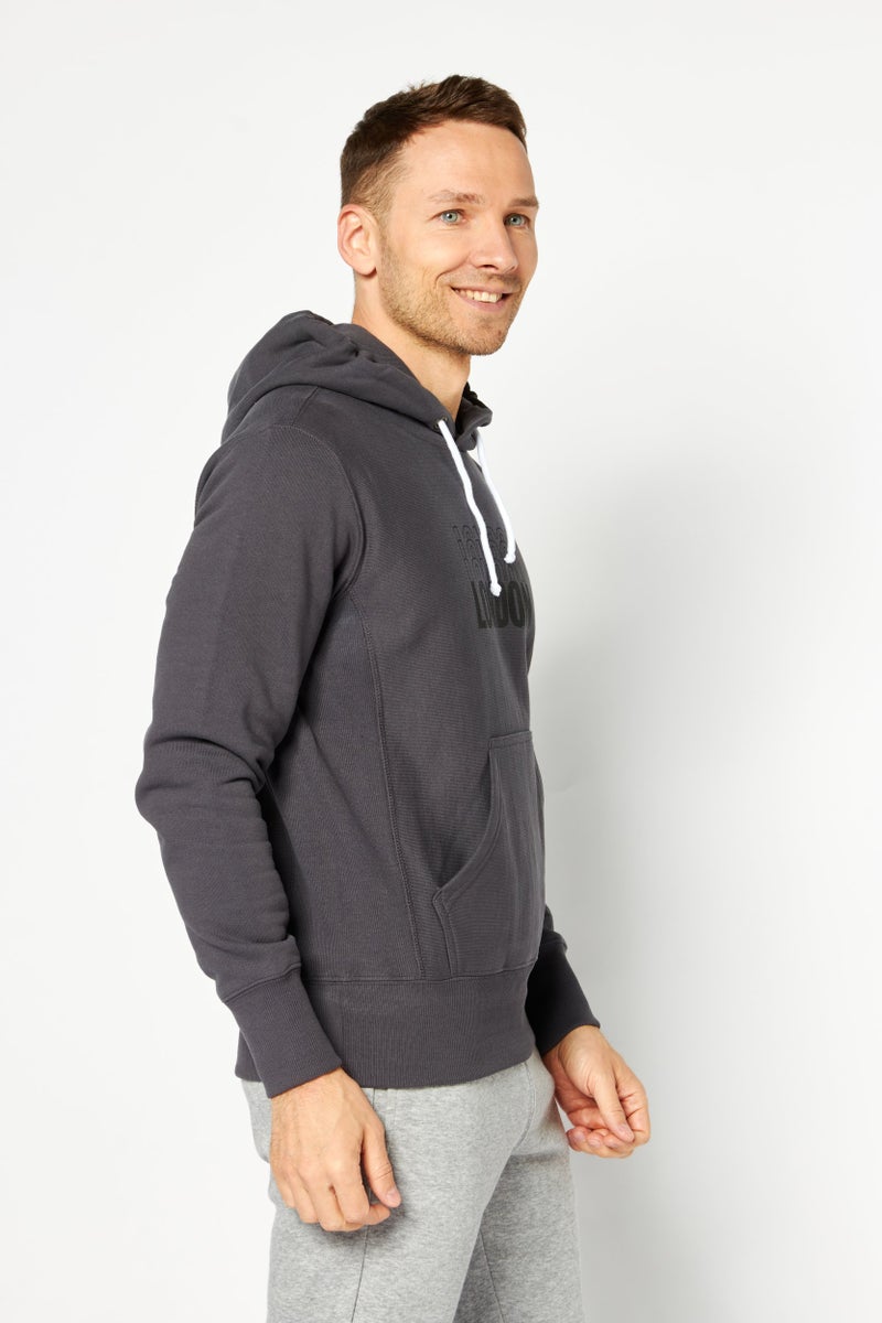 Champion هودي تدريب بأكمام طويلة للرجال، رياضي، رمادي - Image 3