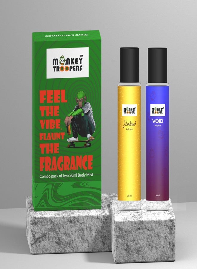 MONKEY TROOPERS Void and Starkissed Combo Body Mist for Women and Men | Skin Friendly, Refreshing and Long Lasting Body Mist | Combo Pack of 2 (60ml) - Image 2