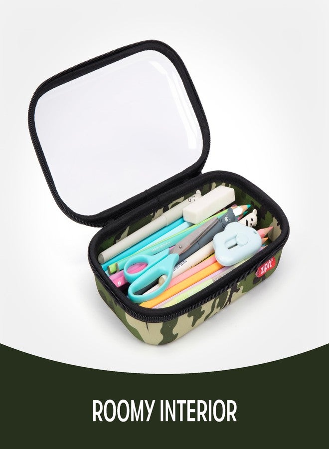 ZIPIT Clear Top Pencil Box for Boys | Camo Pencil Case for School | Organizer Pencil Bag | Large Capacity Pencil Pouch - Image 4