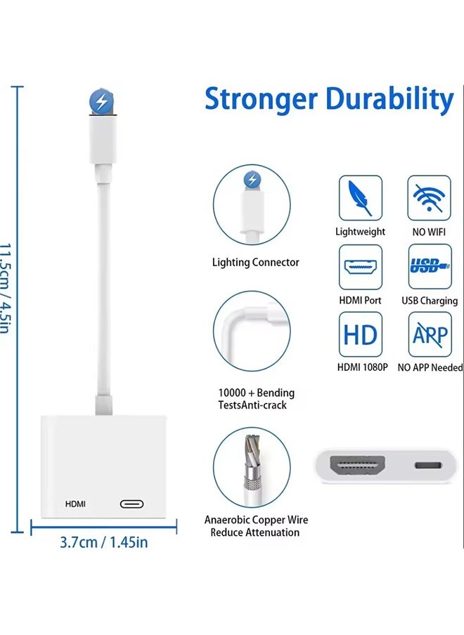 Generic 2 In 1 1080P Lighting To HDMI OTG Adapter Fast Charging Hub Converter For iPhone Laptop Tablet Multi Port TF Memory Card Reader  - Image 4