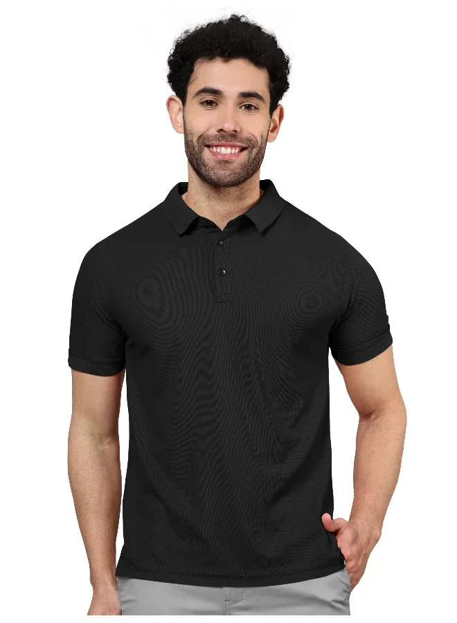 Beyoung Men's Regular Fit Half Sleeve Soild Casual Bold Polo T-shirt