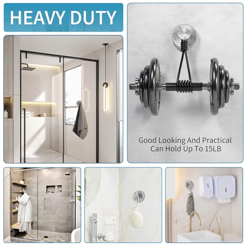 Deluwire Suction Cup Hooks for Shower, Shower Hooks for Bath Robe, Mirror, Tile, Window Glass, Towel Hooks Removable for Bathroom Wall, 3 Packs-Silver - Image 5