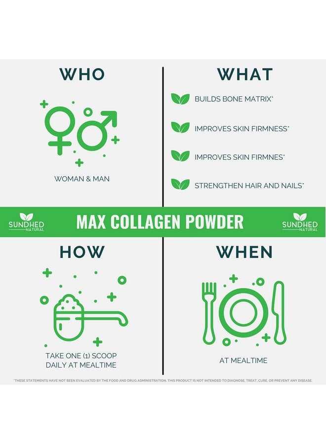 Sundhed Natural Max Collagen Plus C (30 Day Supply) - All Natural Collagen Powder with Biotin & Bioperine to Boost Anti Aging Hydration & Skin Firmness - 500mg Vitamin C - Strengthen Bones & Nails - Image 2