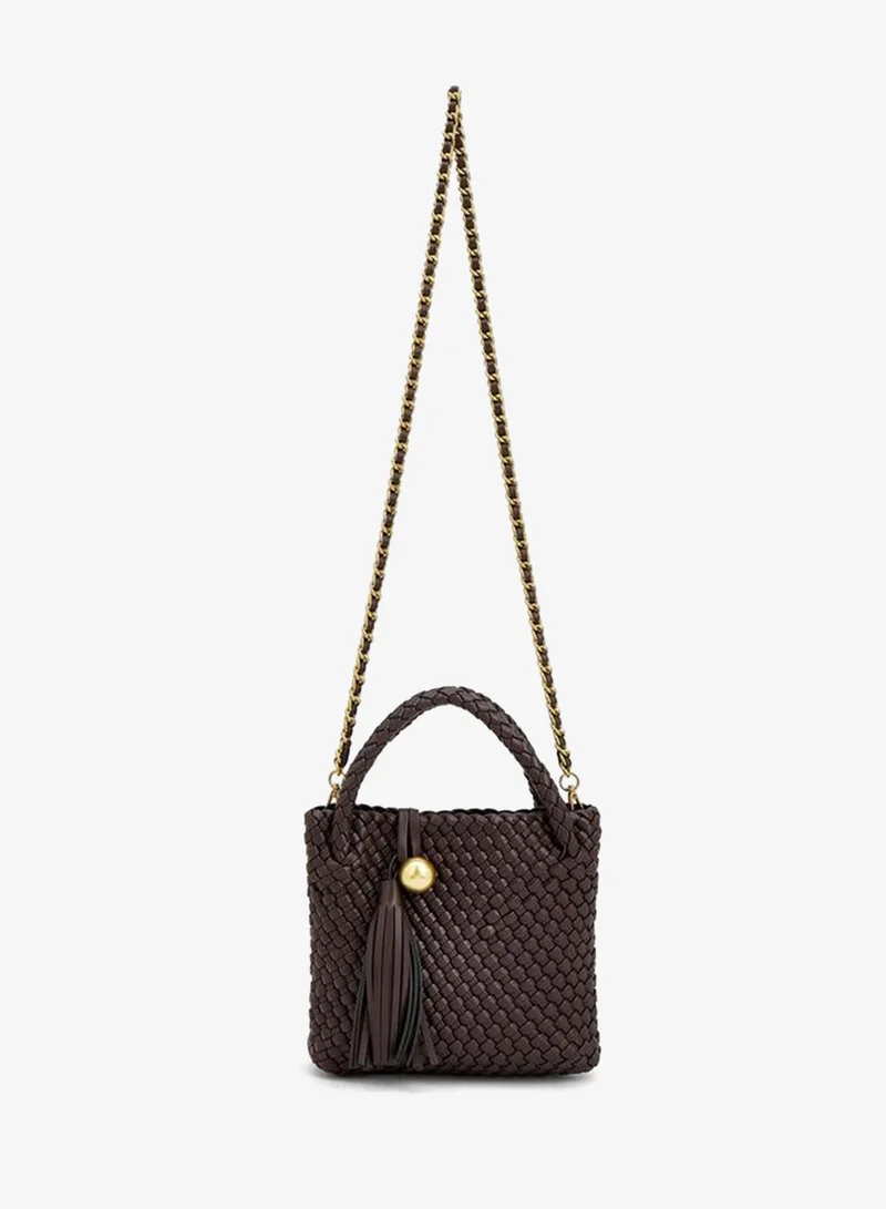 سيليست Braided Crossbody Bag With Tassel Detail