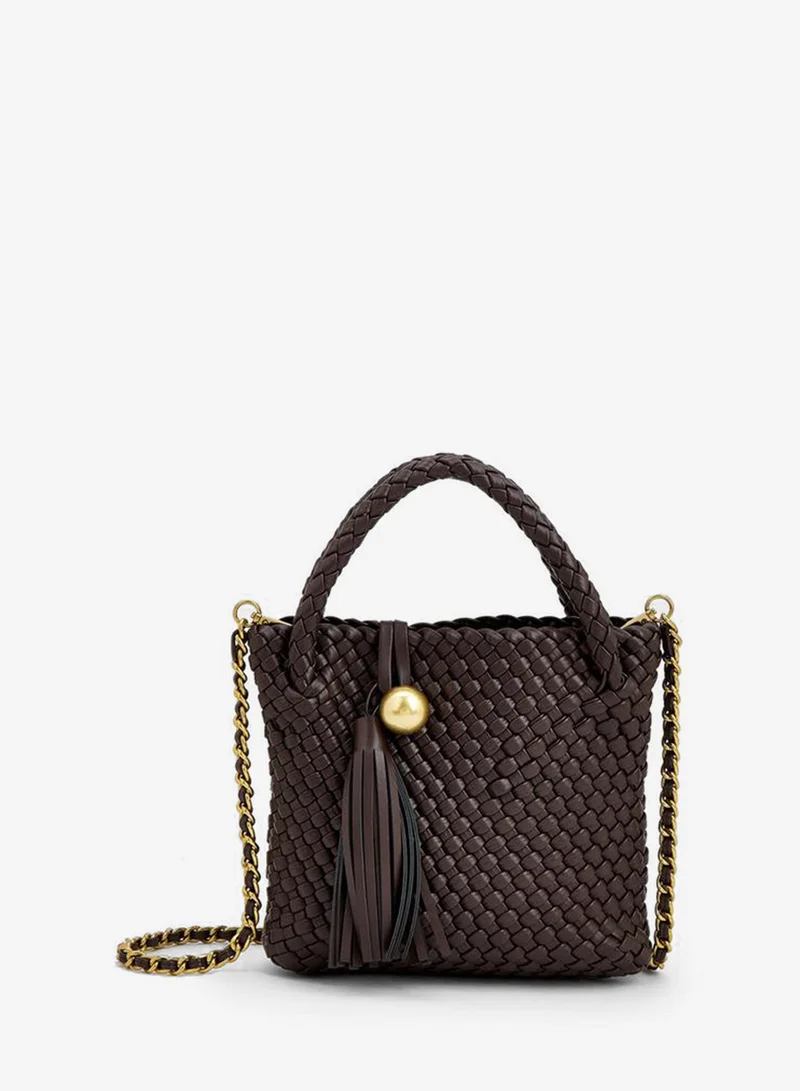 سيليست Braided Crossbody Bag With Tassel Detail