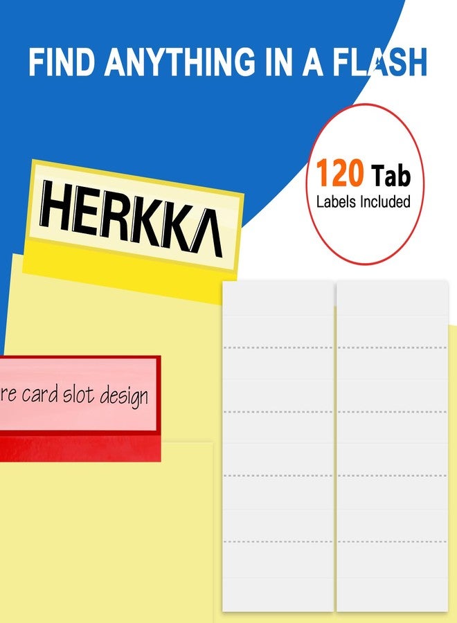 HERKKA 8-Tab Binder Divider, HERKKA 120 Pack Binder Index Dividers with 8 Insertable Multicolor Big Tabs, Paper with Gold-Reinforced Holes Letter Size, Yellow, 1/8-Cut Tabs - Image 5