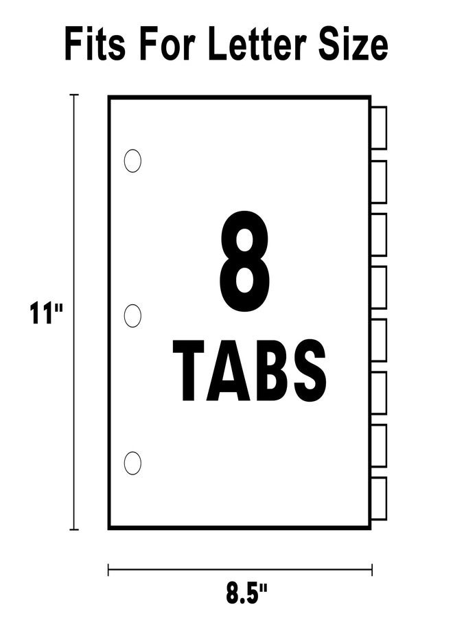HERKKA 8-Tab Binder Divider, HERKKA 120 Pack Binder Index Dividers with 8 Insertable Multicolor Big Tabs, Paper with Gold-Reinforced Holes Letter Size, Yellow, 1/8-Cut Tabs - Image 2