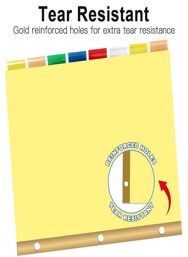 HERKKA 8-Tab Binder Divider, HERKKA 120 Pack Binder Index Dividers with 8 Insertable Multicolor Big Tabs, Paper with Gold-Reinforced Holes Letter Size, Yellow, 1/8-Cut Tabs - Image 3
