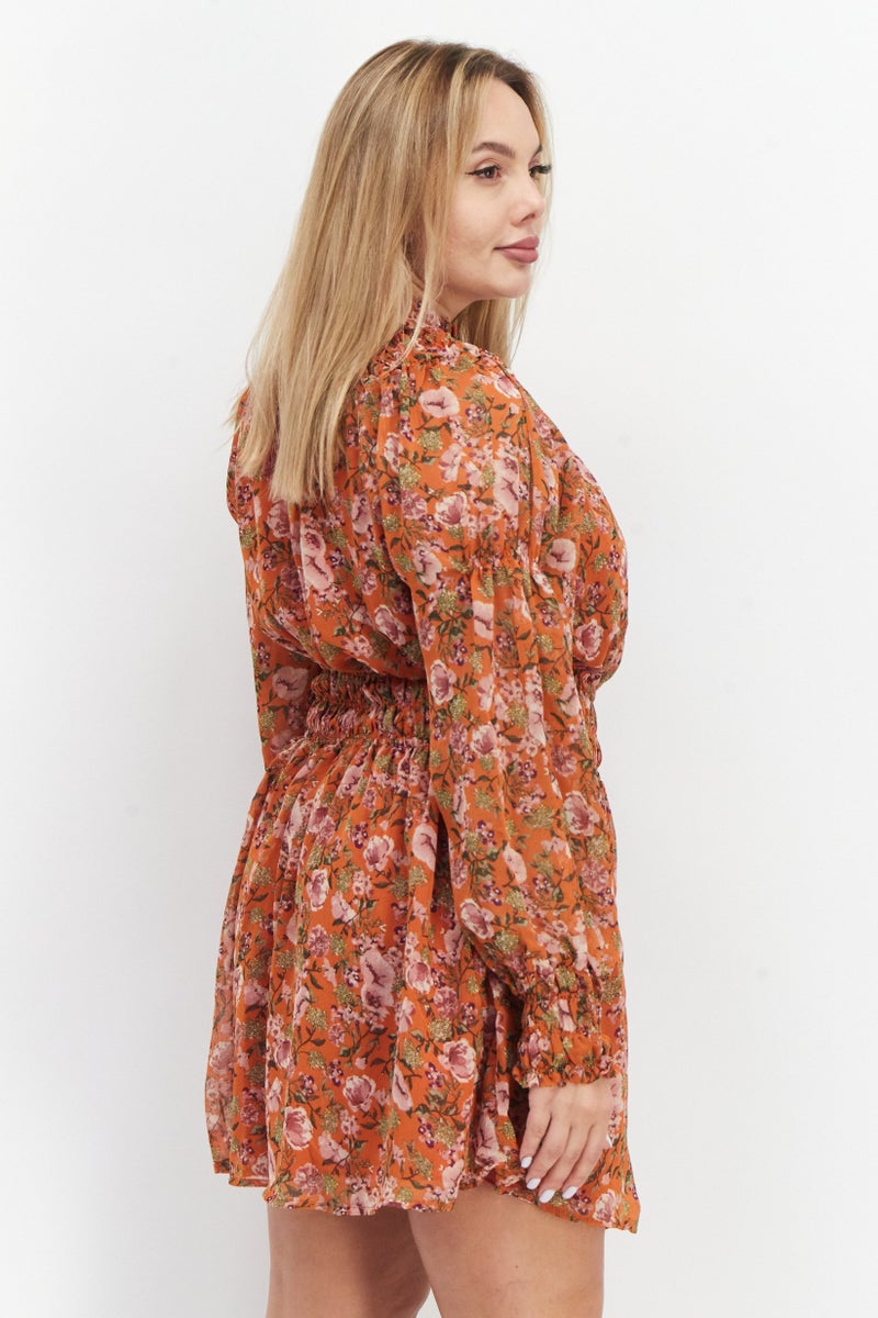 En Saison Women Floral Print Mini Dress, Multicolor - Image 2