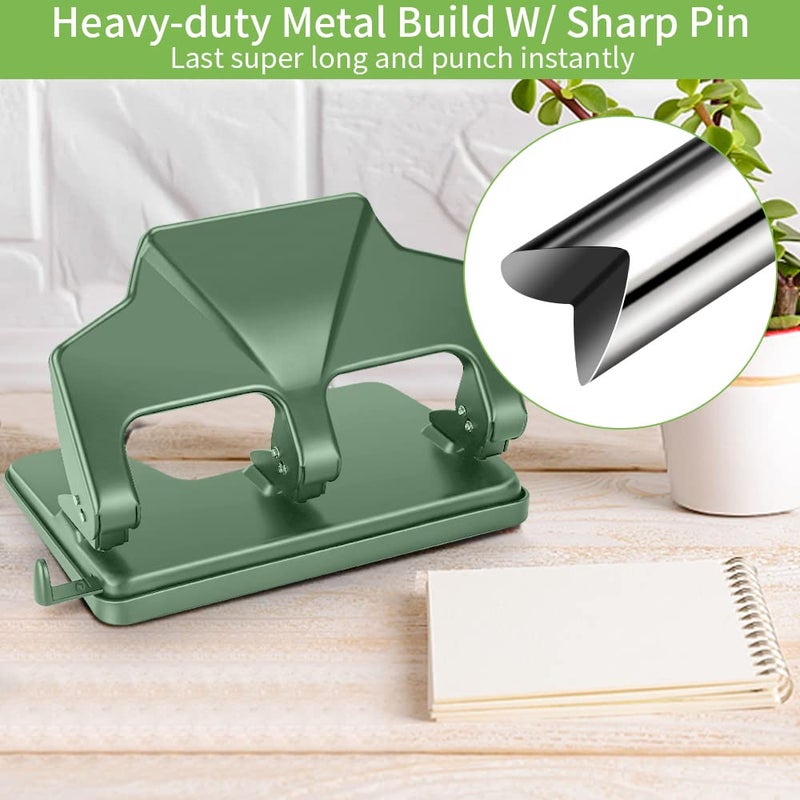 AFMAT 3 Hole Punch, 9/32" Holes Diameter, 40-Sheet Three Hole Punch, 50% Reduced Effort, 3 Hole Puncher for Binder w/Large Chip Tray, Heavy Duty Metal Paper Puncher for Home/Office/School, HP17 - Image 4