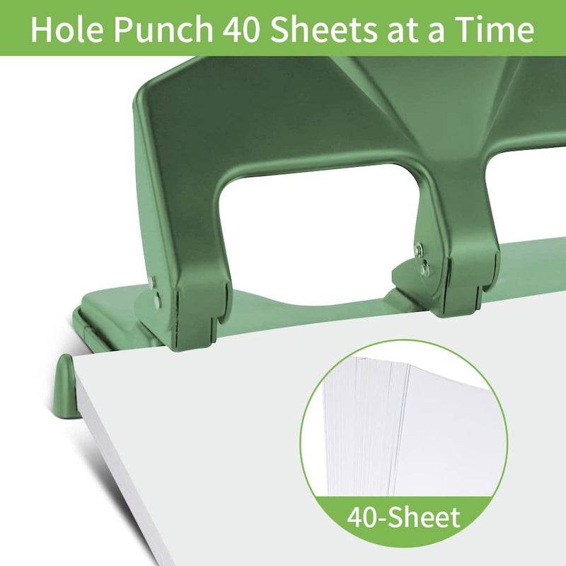 AFMAT 3 Hole Punch, 9/32" Holes Diameter, 40-Sheet Three Hole Punch, 50% Reduced Effort, 3 Hole Puncher for Binder w/Large Chip Tray, Heavy Duty Metal Paper Puncher for Home/Office/School, HP17 - Image 2