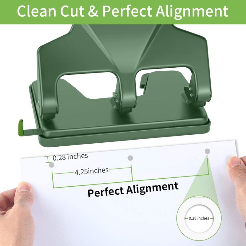 AFMAT 3 Hole Punch, 9/32" Holes Diameter, 40-Sheet Three Hole Punch, 50% Reduced Effort, 3 Hole Puncher for Binder w/Large Chip Tray, Heavy Duty Metal Paper Puncher for Home/Office/School, HP17 - Image 3