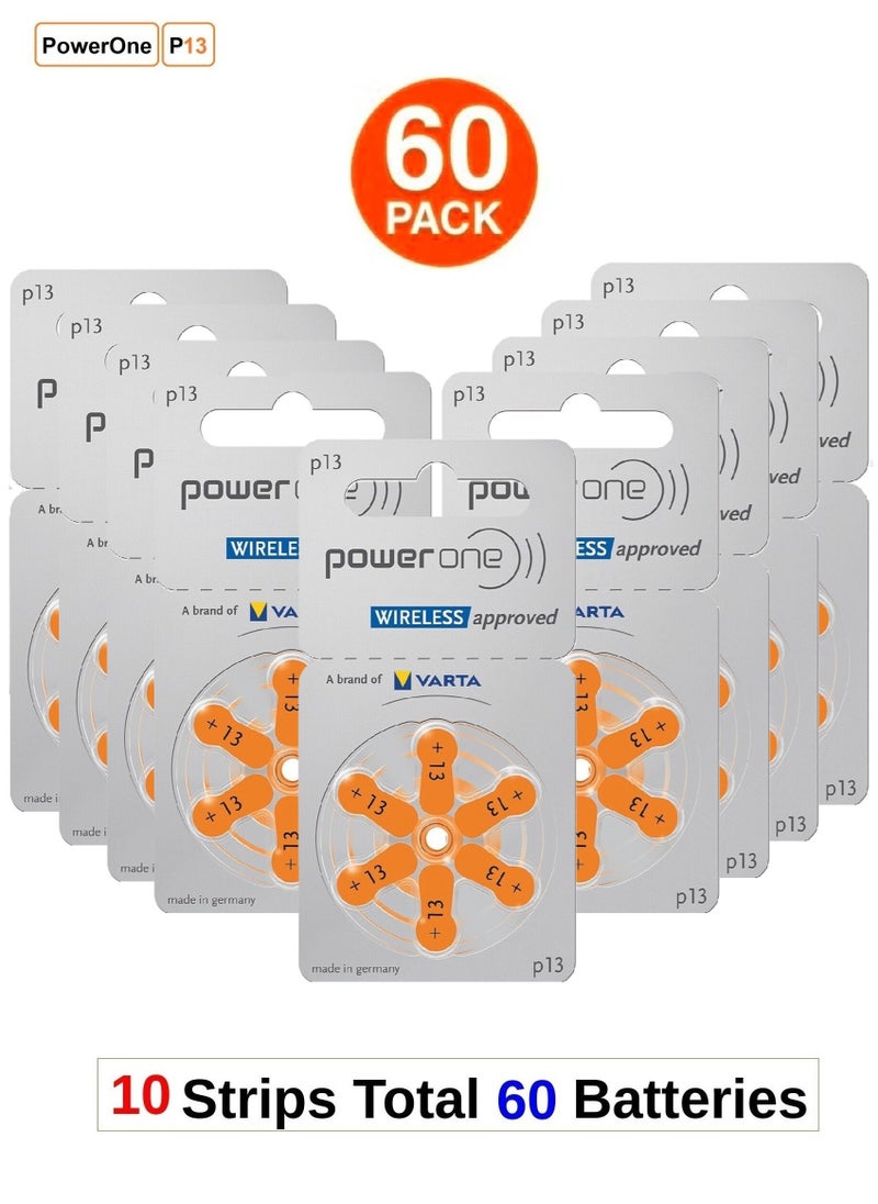 Power One PowerOne 1.45V Original German High Level Hearing Aid Batteries P13 Pack Of 60 Pieces  - Image 1