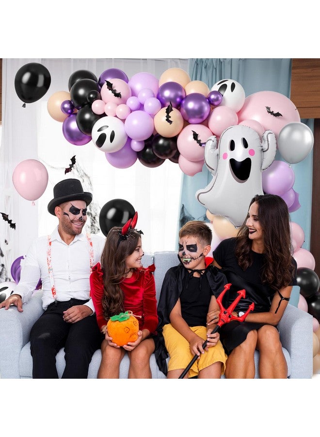 بيابيان طقم قوس بالونات الهالوين باللون الوردي والأسود والأرجواني، بالونات الهالوين المصنوعة من رقائق معدنية على شكل نجمة العنكبوت، ديكورات حفلات استقبال المولود السعيدة للبنات، عيد ميلاد مخيف، لوازم حفلات الهالوين - Image 5