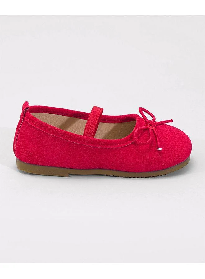 Mark & Mia Mark and Mia Bow Detail Elastic Strap Closure Party Wear Ballerina Shoes - Red