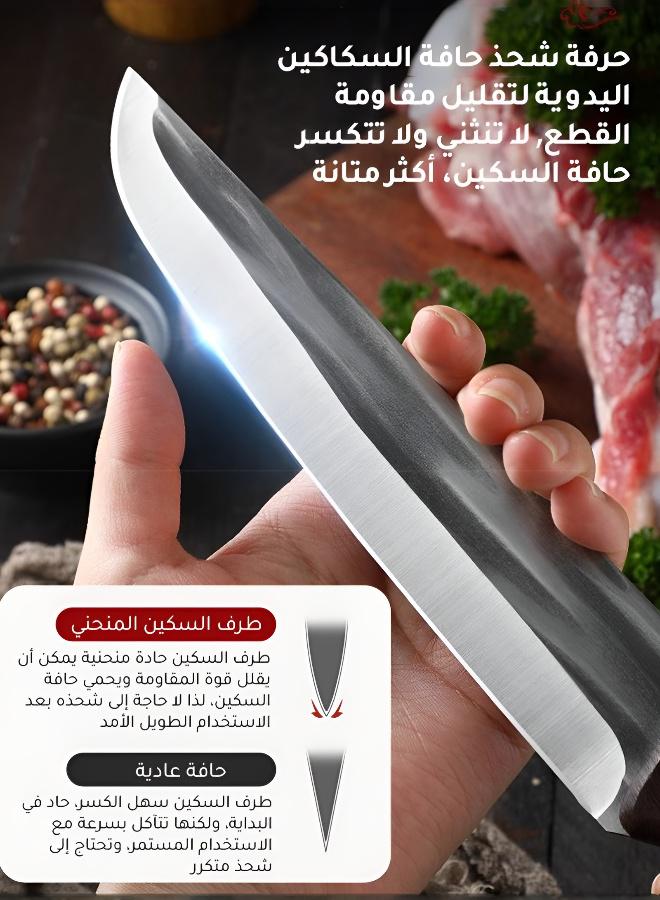 Three-Piece Hammered Pattern Knife Set: Slicing, Boning, and Utility V-Blade Knife - Image 3