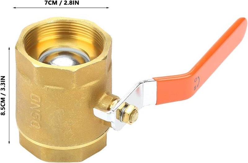 Walfront Brass Ball Valve 2-inch BSP DN50 Shut-off Valve with Lever Handle for Water, Oil, and Gas - Image 2