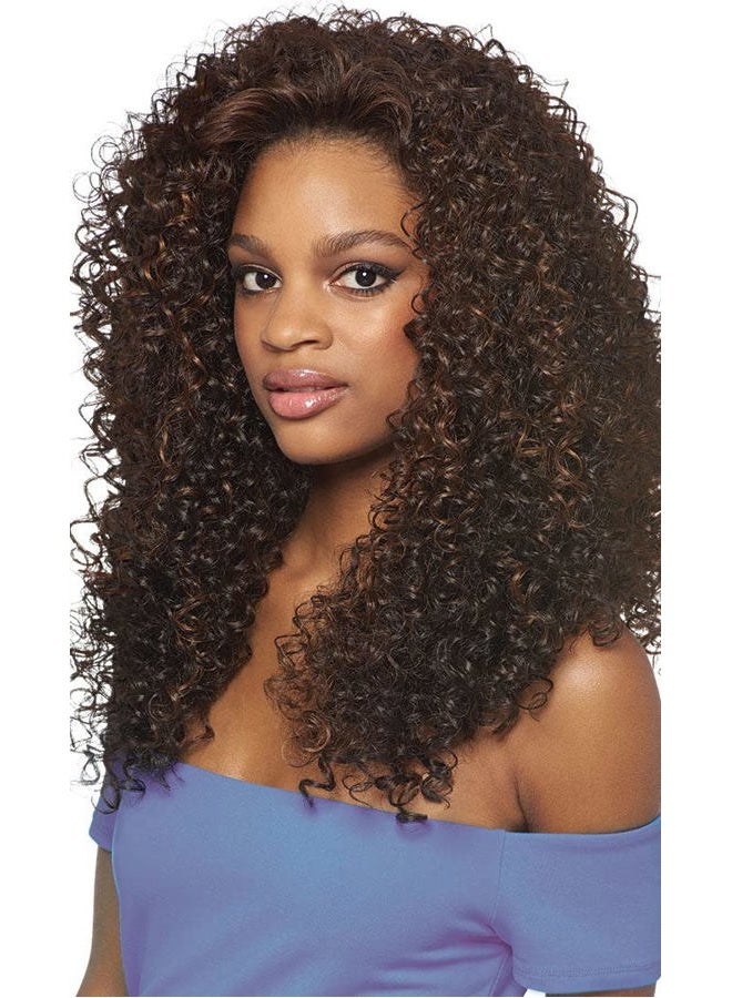 Outre DOMINICAN CURLY BUNDLE HAIR (2 Dark Brown) Batik Quick Weave Synthetic Half Wig - Image 1