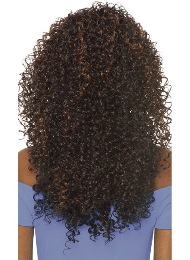 Outre DOMINICAN CURLY BUNDLE HAIR (2 Dark Brown) Batik Quick Weave Synthetic Half Wig - Image 4
