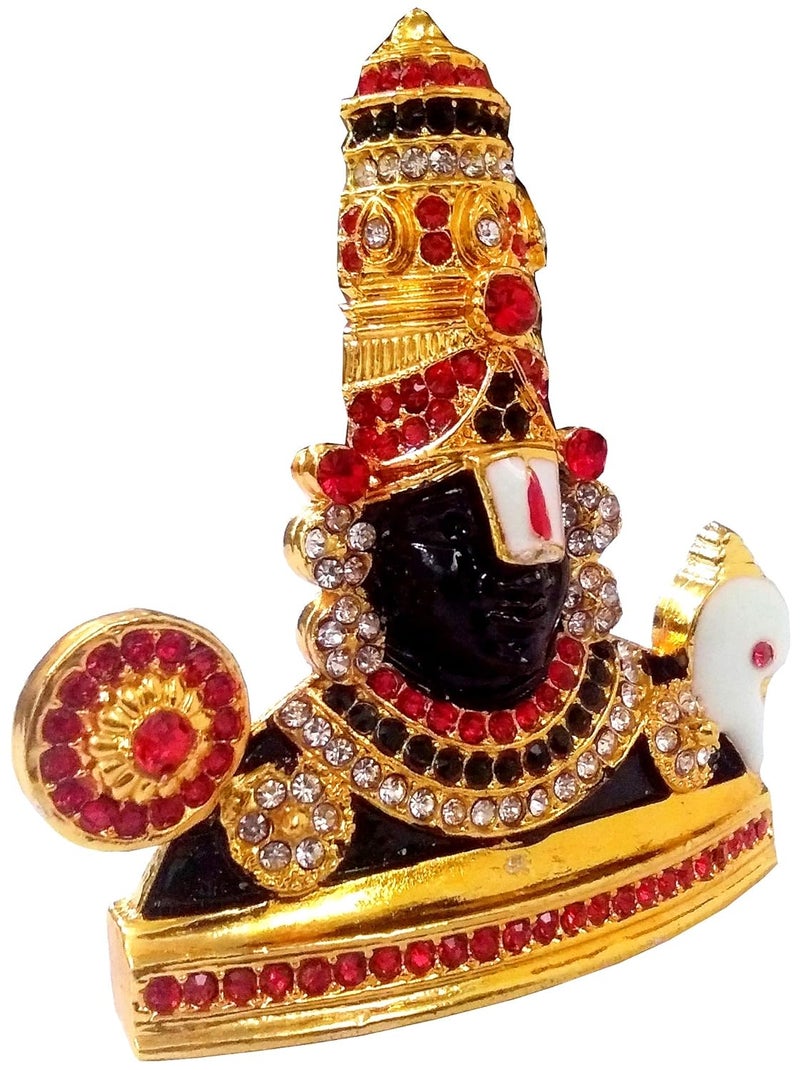 Purpledip Metal Idol Tirupathi Balaji Glittering Stones Statue with ShankhaChakra 11852 - Image 4